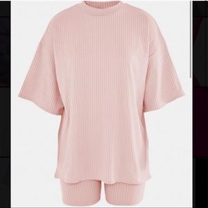 Pink biker shoes and oversized tee set!
